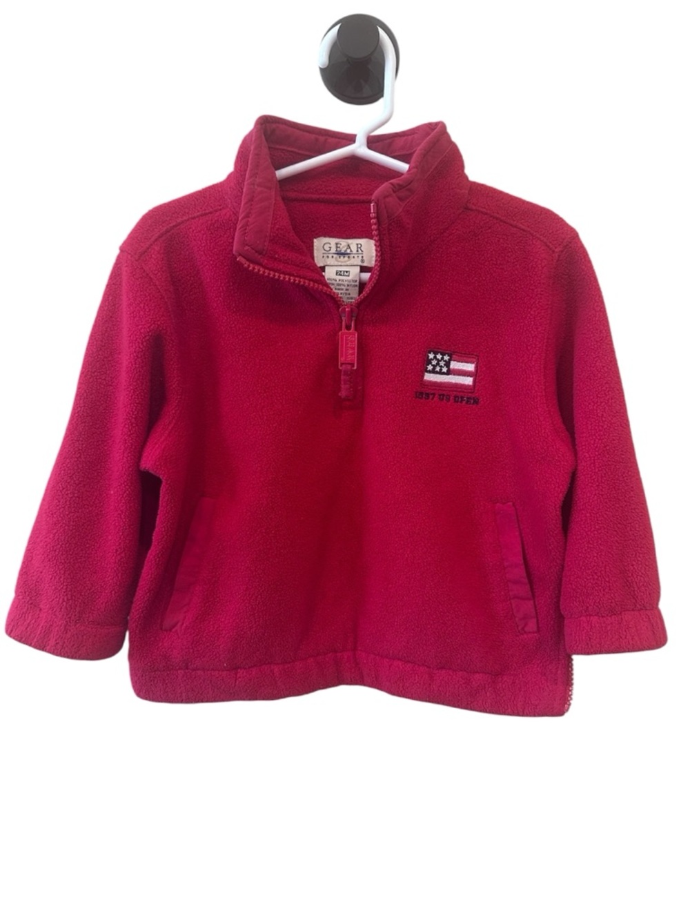 Gear for Sports Red Fleece Quarter Zip USA Flag Y2K Toddler Pullover 24M